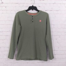 Hurley Thermal Shirt Boys 18/20 Green Waffle Knit Long Sleeve Henley  - $15.99