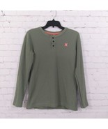 Hurley Thermal Shirt Boys 18/20 Green Waffle Knit Long Sleeve Henley  - $15.99