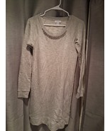 Kenar Rhinestone Crew Neck Pullover Sweater Dress Women&#39;s XS Gray Cotton - $189.87 MXN