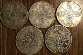1912 1915 1916 1917 1918 Lot Of 5 Uk Gb Great Britain Silver Florin Coin - £85.34 GBP