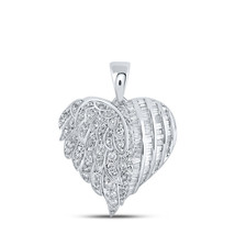 10kt White Gold Womens Round Diamond Heart Pendant 7/8 Cttw - £640.76 GBP