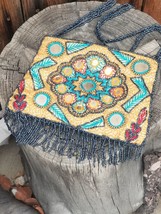 Beaded and Embroidered Moroccan/Bohemian Style Evening Purse Vintage - £19.93 GBP