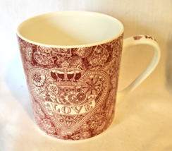 Queens China Made With Love Coffee Mug Ceramic Red Hearts 12 oz England - £11.98 GBP