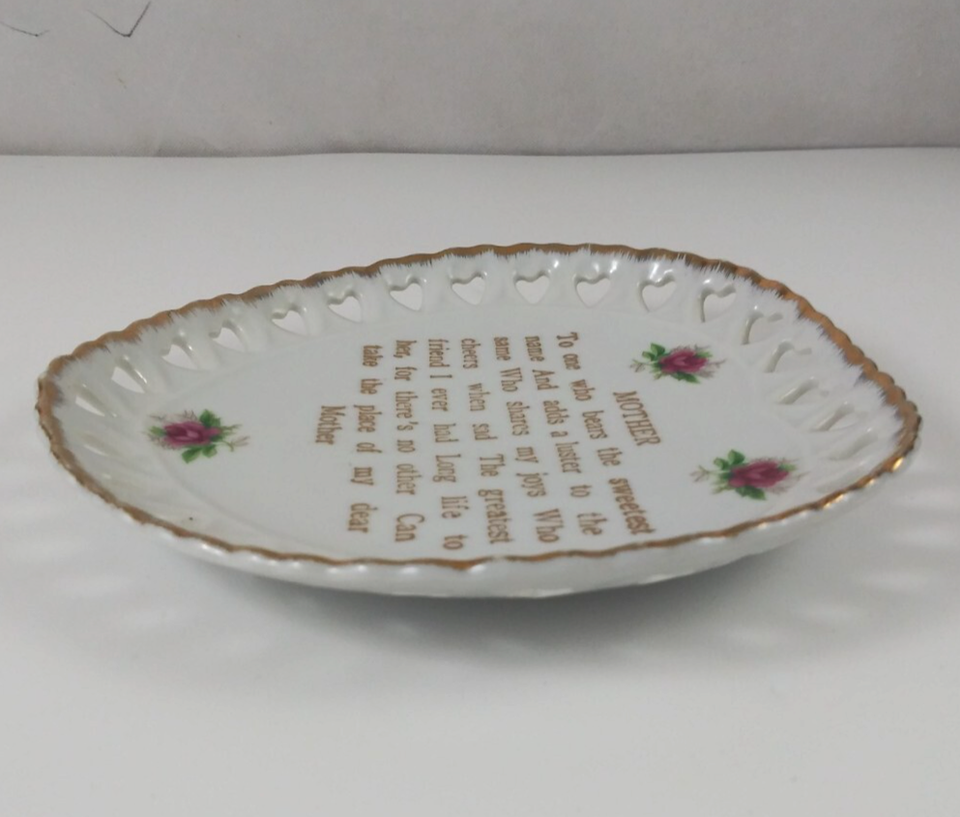 Vintage Norcrest Mother Poem Heart 7" Gold Trim Decorative Plate Japan Item image 6
