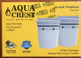 Aqua Crest Water Faucet Filter Model AQU-FM-15RA Coconut Carbon Block 2 Filters - £16.34 GBP