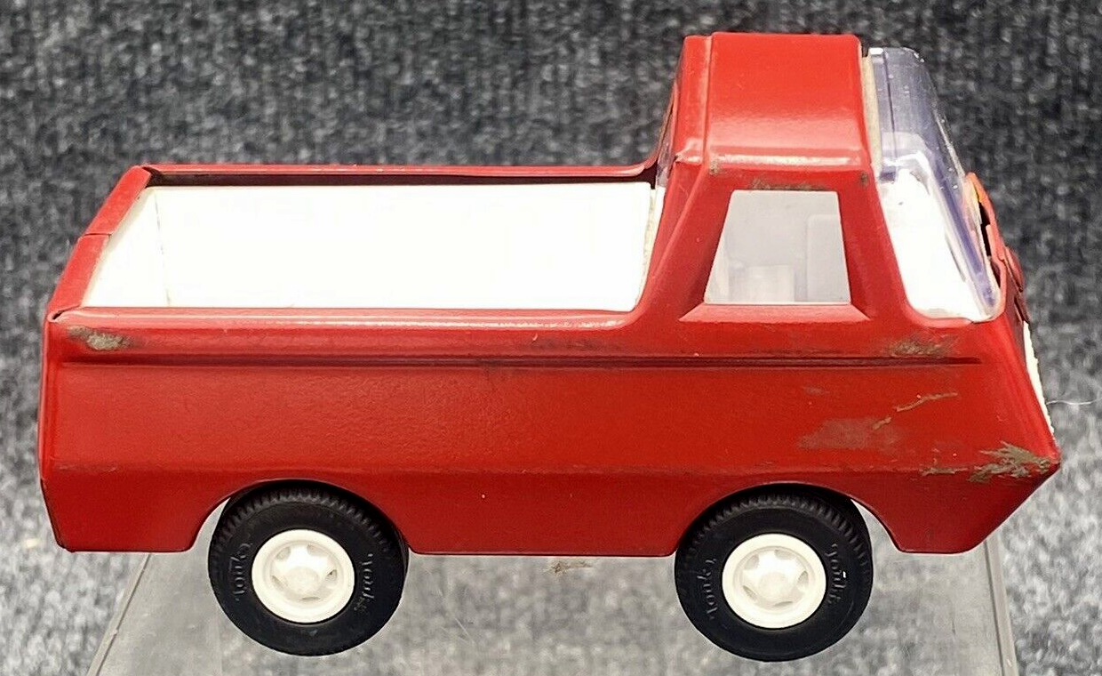 Tonka Toy Red Pickup Utility Truck-4.25" Vintage 1970's Pressed Steel 55501 - $15.83