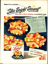 1947 Libby&#39;s Fruit Cocktail Star Bright Dessert with Sponge Cake Print A... - £19.21 GBP