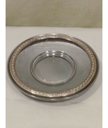  Rogers Mfg 1950 Small Serving Plate Sterling Silver Border Cut Glass Body  - £53.43 GBP
