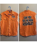 Bikers Against Dumb Drivers Neon Orange Cotton Sleeveless Vest Button Do... - $47.90 CAD