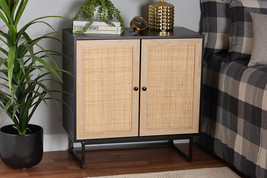 Leonie Espresso Brown and Natural Rattan 2-Door Storage Cabinet - $3,380.12 MXN