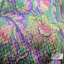 MOD Floral Plisse Seersucker Fabric Rayon? 5 1/3 Yards Vintage - £79.23 GBP