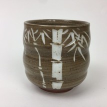 Asian Ceramic Tea Cup Brown w/ White Bamboo Design 12 fl. oz. Used - £9.49 GBP