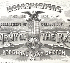 GAR Connecticut Civil War Veteran Parmelee Post Grand Army Document - £38.65 GBP