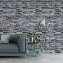 Qimay Grey Brick Wallpaper 17.7&quot;X236&quot; 3D Brick Self Adhesive Removable S... - £31.56 GBP