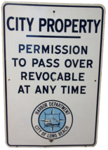 Vintage Long Beach California Harbor Porcelain City Property Sign 36&quot;x24... - £532.87 GBP