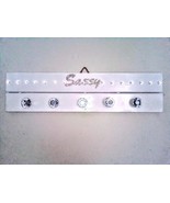 White Painted Wood Jewelry Organizer Wall Hanging with 5 Clear Acrylic K... - €36,43 EUR