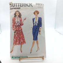 Butterick 3911 Vintage Sewing Pattern For Misses Dress &amp; Jacket Size 14-16-18 - $17.42