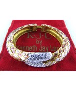 Kenneth Jay Lane, Enamel Tan and Brown Jeweled Double Tail Snake Scale B... - $130.60