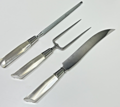Rare MCM Lucite Handled Meat Carving Set JJ Henckels Blade Fork Sharpene... - £68.45 GBP