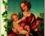 Mary w Baby Jesus Painting Holly Border Christmas Blessings 1909 DB Post... - $6.88