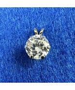 14K Yellow Gold Round Cubic Zirconia Solitaire Pendant Charm - 1.2g - $88.88 CAD