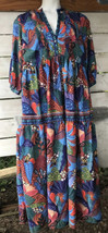 Wayward Fancies EShakti Wm. Sz 3X? 44&quot;B Boho Tropical Maxi Dress Tierd Flowy Fit - £38.43 GBP