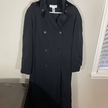 Women’s Preston &amp; York Size 8 Black Trench Overcoat Coat Velvet Lined Hood - £26.30 GBP