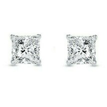 2.00Ct Princesse Coupe Imitation Diamant Boucles Clous 14K Plaqué or Blanc 6.5mm - £49.63 GBP