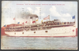 1909 SS City of South Haven Chicago &amp; South Haven Line Steamship Postcard - $12.19