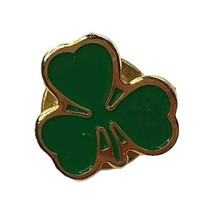 Vintage Three Leaf Clover Irish Gold Tone Shamrock Lapel Pin St Patrick&#39;... - £6.35 GBP