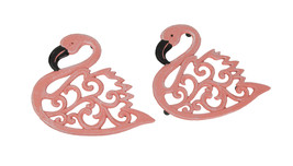 Set of 2 Cast Iron Pink Flamingo Decorative Trivets Home Kitchen Accesso... - £28.97 GBP