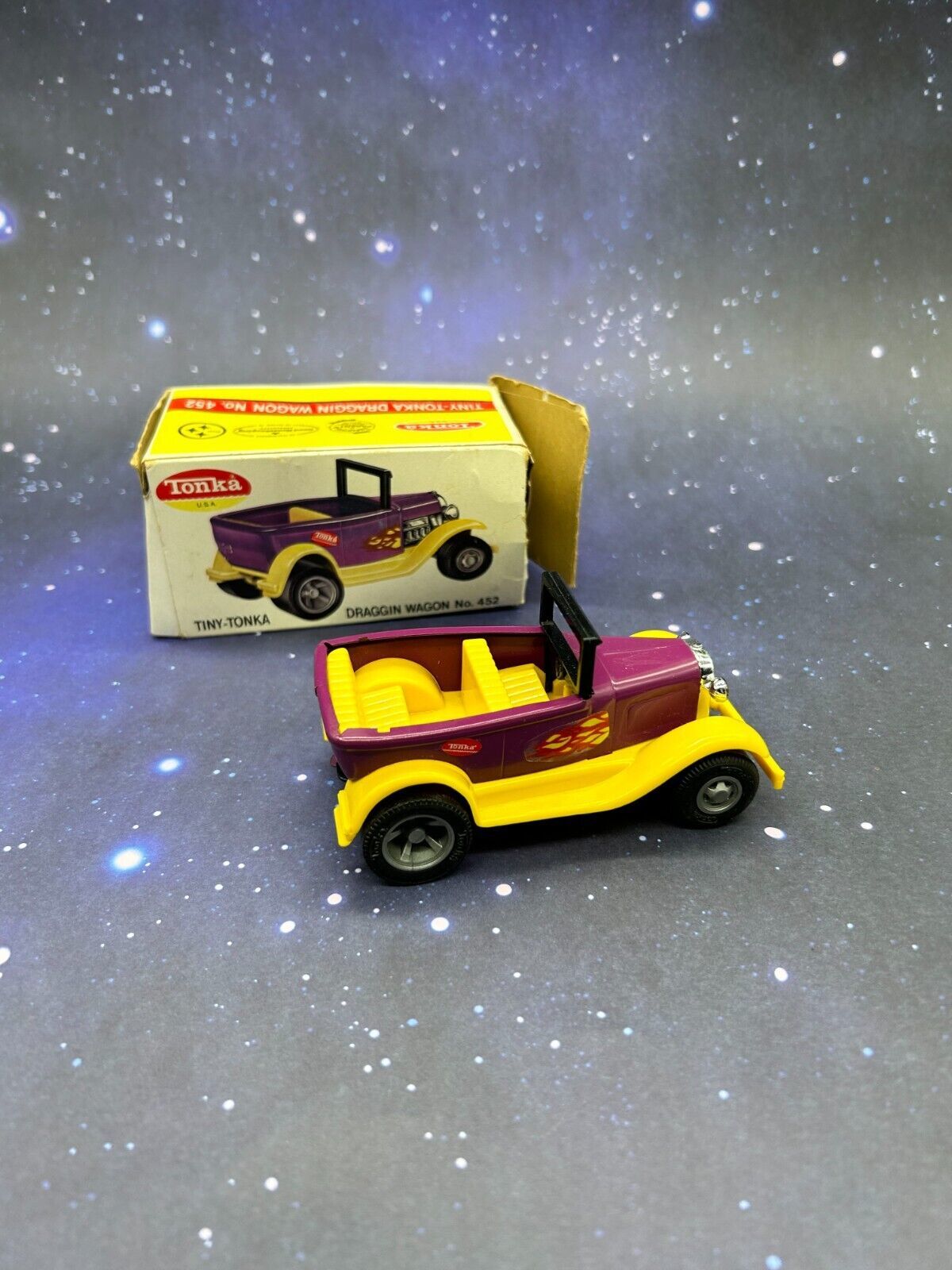 Tiny Tonka Draggin Wagon No 452 Hot Road Car Purple 55364 USA With Box - $46.51
