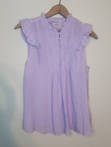 Nanette Light Purple High Neck Ruffle Sleeve Top Rayon Polyester Blend - $13.98