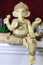Ebros 15&quot; Tall Hindu Ganesha Holding Modaka Bowl &amp; Lotus Table Edge Shelf Sitter - £56.60 GBP