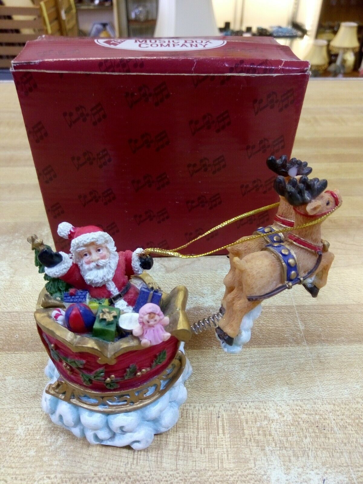 San Francisco Music Box Company Santa's Sleigh Bobble Hinged Figurine 5"  - £15.77 GBP