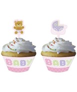 12 ct Girl Baby Teddy Bear Baby Shower Decorations Party Cupcake Wrapper... - $6.07 CAD