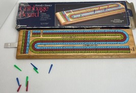 Solid Wood 3 Player Cribbage Board By Cardinal Missing Some Pegs - £9.70 GBP
