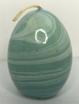Vintage HSI Blue Green Swirl Easter Egg Candle 2.5&quot; SKU H344 - £11.98 GBP