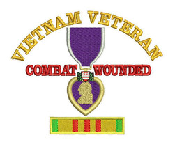 PURPLE HEART Vietnam Veteran Combat Wounded Service Ribbon Embroidered Shirt - £26.26 GBP+