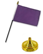 AES Solid Purple Color 4&quot;x6&quot; Flag Desk Set Table Stick Staff Gold Base - £3.05 GBP