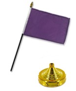AES Solid Purple Color 4&quot;x6&quot; Flag Desk Set Table Stick Staff Gold Base - $5.30 CAD
