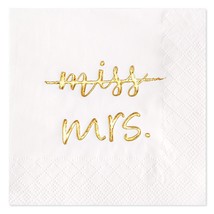 Gold Foil Miss To Mrs Cocktail Napkins For Bridal Shower Engagement Bachelorette - £12.76 GBP