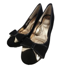 SOFFT Shoes Women’s 9M Black Suede Leather Career Pumps Heels Bow Comfor... - £15.82 GBP
