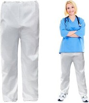 10 Pack White Microporous Disposable Scrub Pants XL Women/Men Medical - $31.02