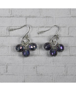 Crystal Faceted Drop Pierced Cluster Earrings Purple Silver Handmade New - $11.87