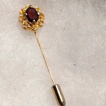 Beautiful vintage gold faux Ruby stick pin - $18.81