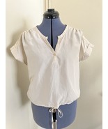 BCBG maxazria Beige shimmer tie bottom blouse - $18.81