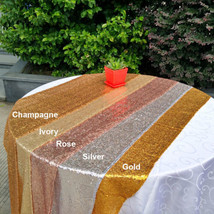 2pcs 12&quot;x108&quot; Sequins Table Runners Wedding Party Hotel Banquet Tablecloth  - £19.15 GBP
