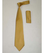 Men&#39;s 100% Silk Woven Tie Hankie Set J.Valintin Private Collection J10 Gold - £23.48 GBP