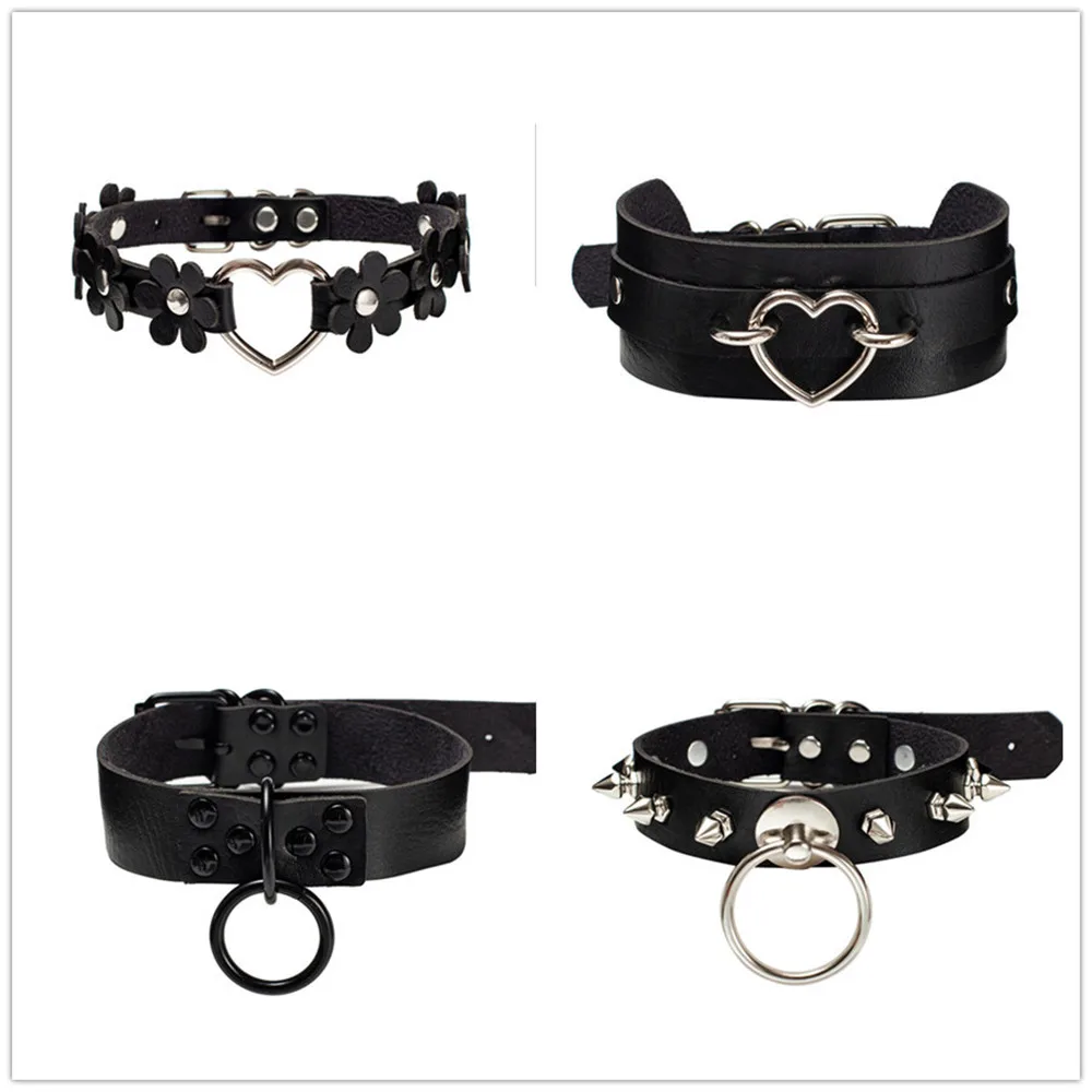 Play Toyy Home Neck Collar Toy Games Rivet Necklace Gothic Leather Harajuku Punk - £23.25 GBP